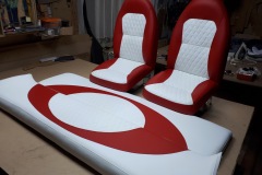 Boat upholstery work in shop