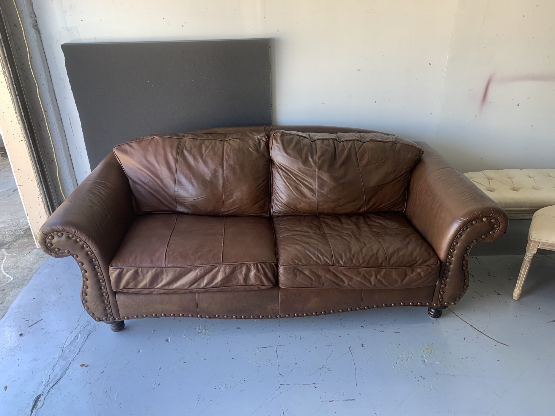 restoration hardward leather sofa