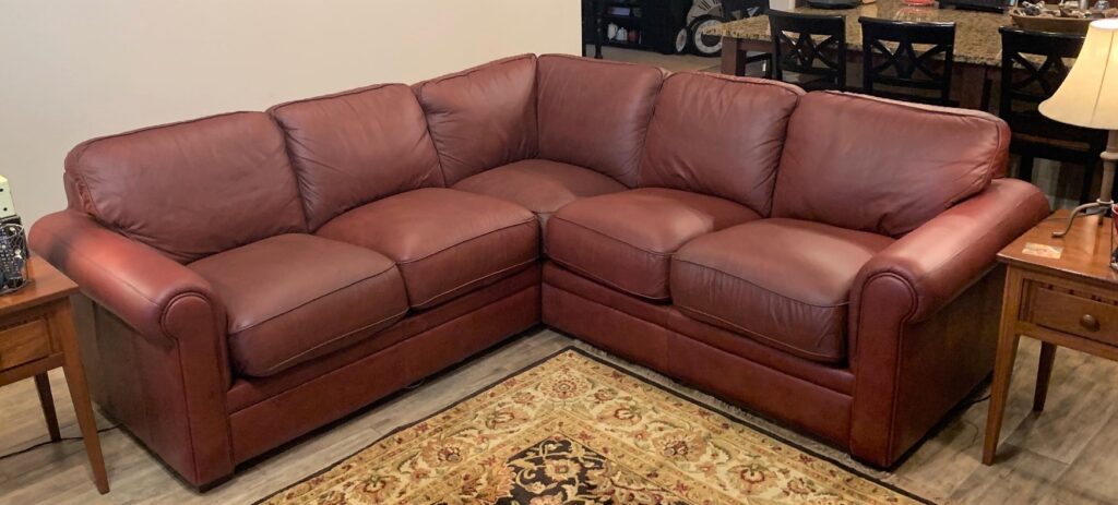 restored brown leather couch