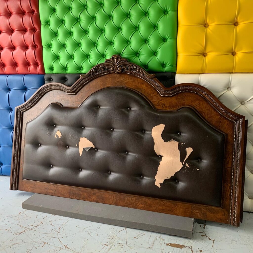 reupholster leather bed frame